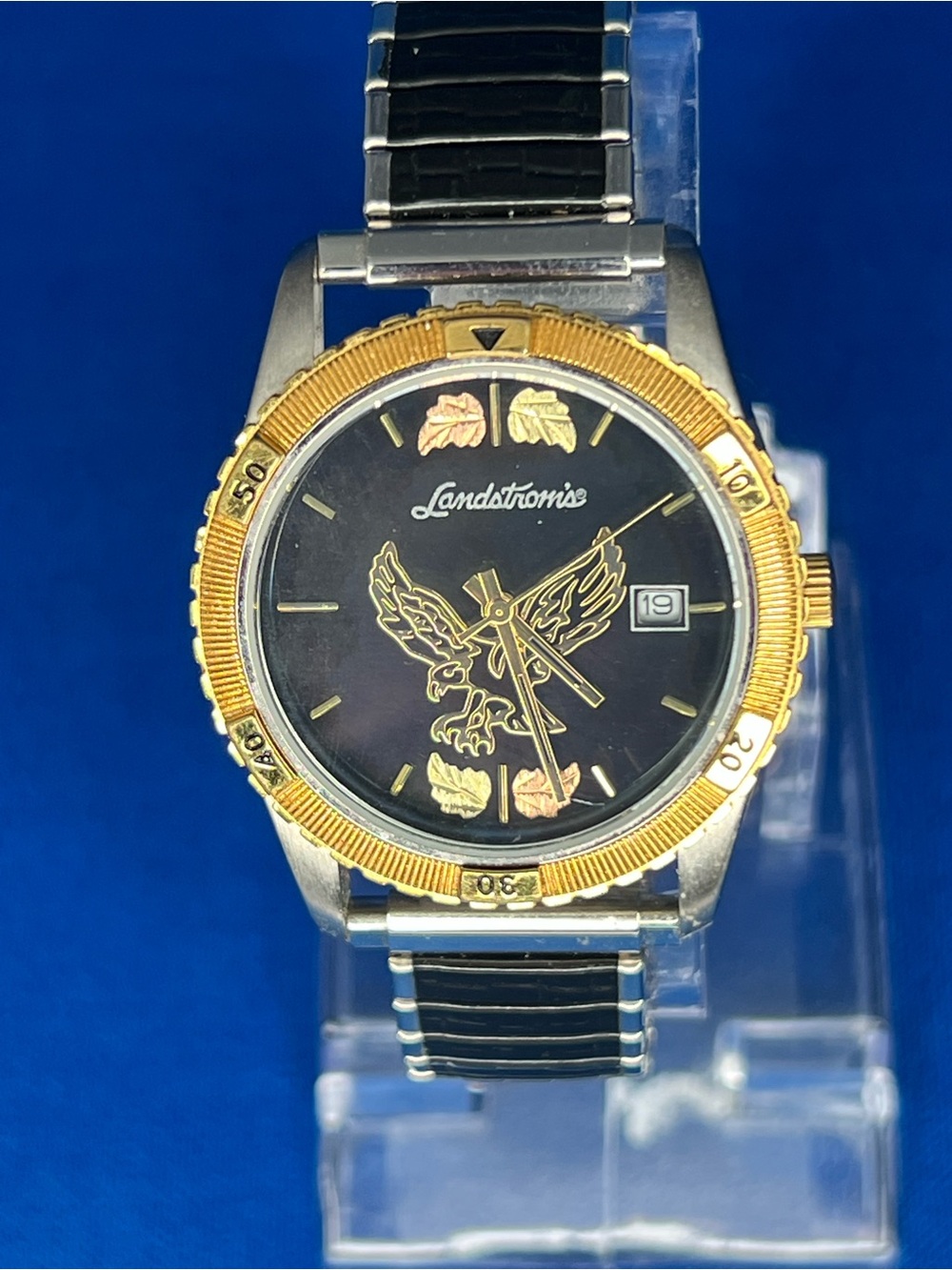 Landstroms Two-Tone Black and Gold Men's Watch with Date